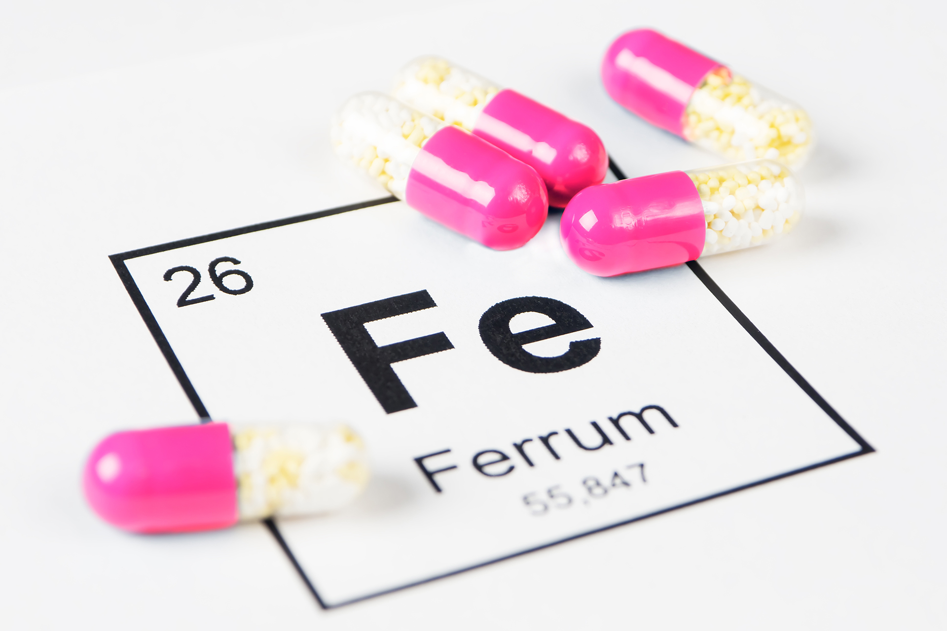 Scientic table Fe (Ferrum) to represent Iron